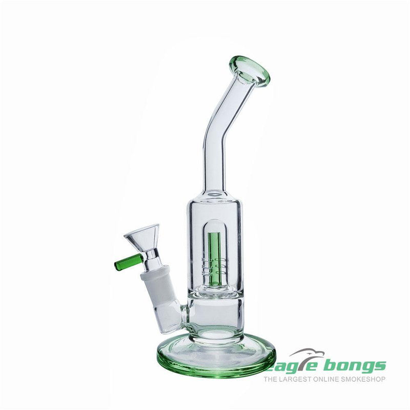 Green Glass Bubbler with Slitted Drum Perc - 7.5IN - eaglebongs
