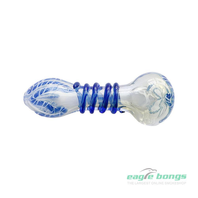 WIRE WRAPPED GLASS PIPE - WHITE BLUE - eaglebongs