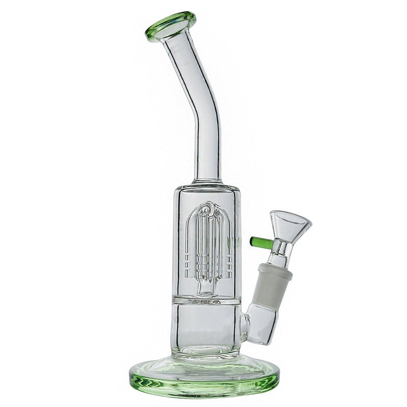 Green Glass Bubbler with Fixed Diffuser Downstem  7.5" - eaglebongs