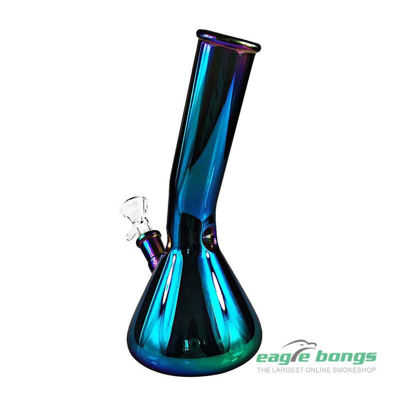 Curved Colored Reflective Beaker Bong - 7.8IN - eaglebongs