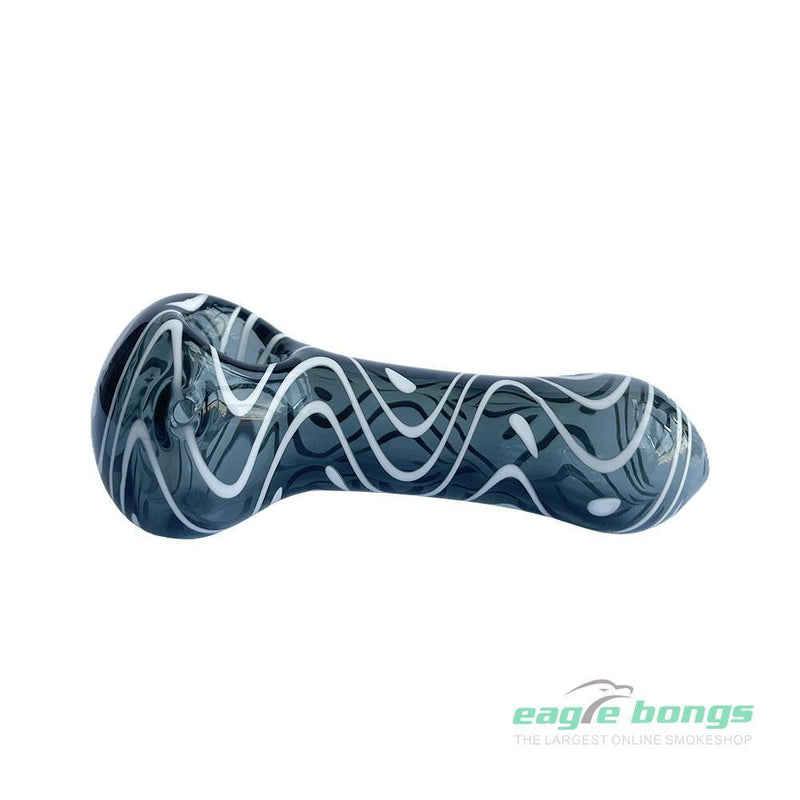 FUMED HYPNOTIC GLASS SPOON HAND PIPE - Ink white - eaglebongs