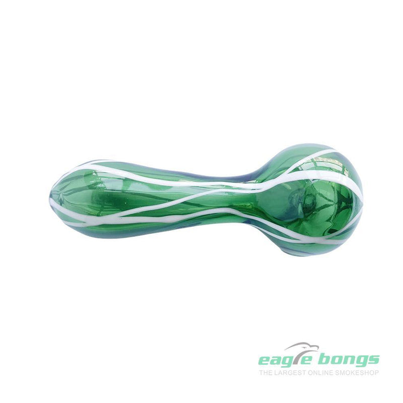 SWIRLED COLOR CHANGING SPOON - GREEN FUMED - eaglebongs