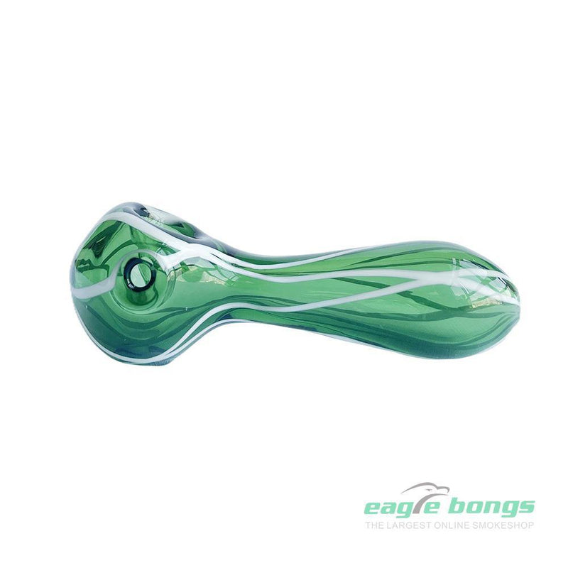 SWIRLED COLOR CHANGING SPOON - GREEN FUMED - eaglebongs