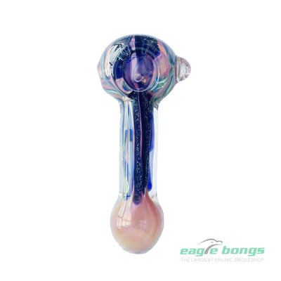 SPOTTED FRITT GLASS SPOON PIPE-  Fancy purple - eaglebongs
