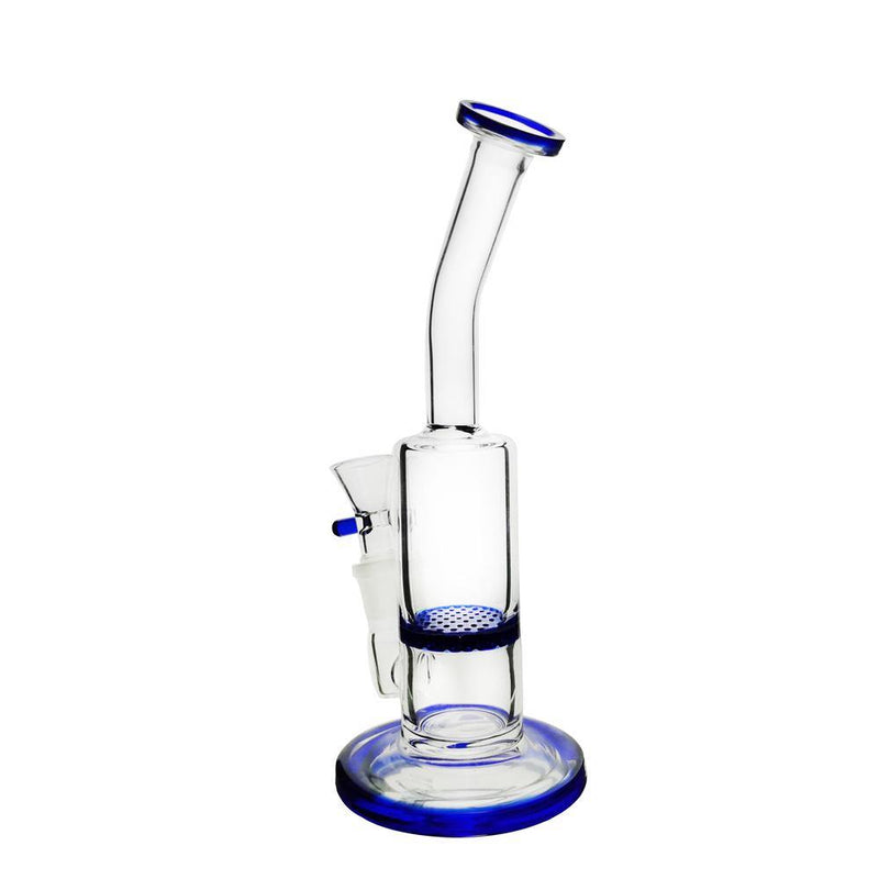 Blue Glass Bubbler with Fixed Diffuser Downstem  7.5 Inches - eaglebongs