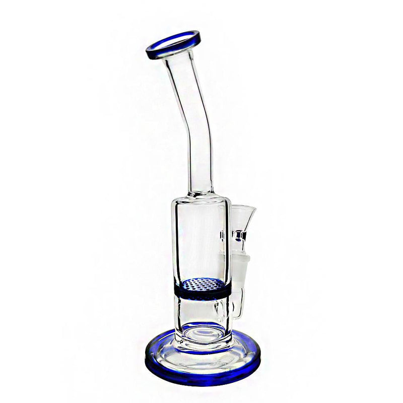 Blue Glass Bubbler with Fixed Diffuser Downstem  7.5 Inches - eaglebongs
