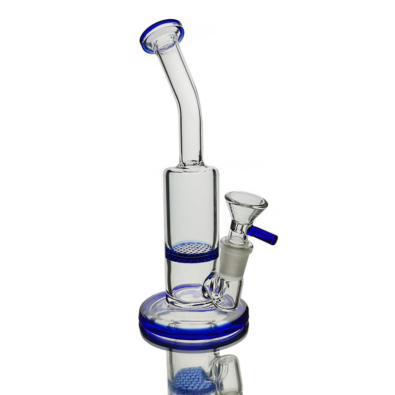 Mini Small Oil Dab Rigs 7.5 Inch Hookahs 4mm Thick Comb Perc Percolator Glass Bongs Clear  Blue 14mm Water Pipes With Bowl - eaglebongs