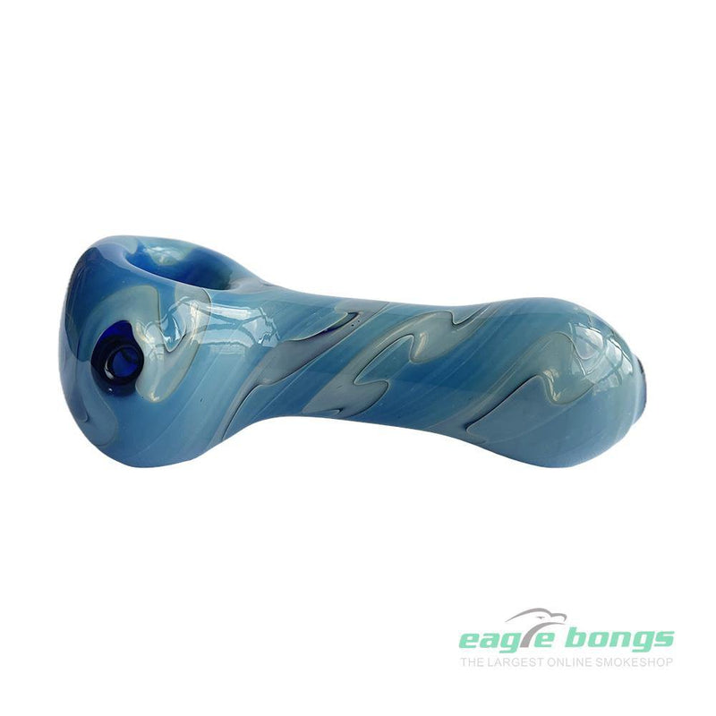MARBLE FRITTER GLASS PIPE - BLUE - eaglebongs